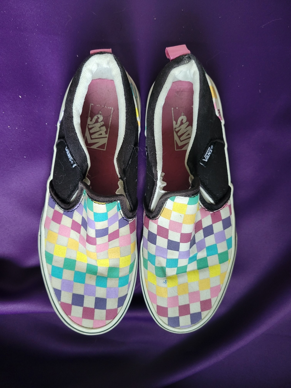 Vans Classic Slip-On Checkerboard Sneakers in Pastel Multi